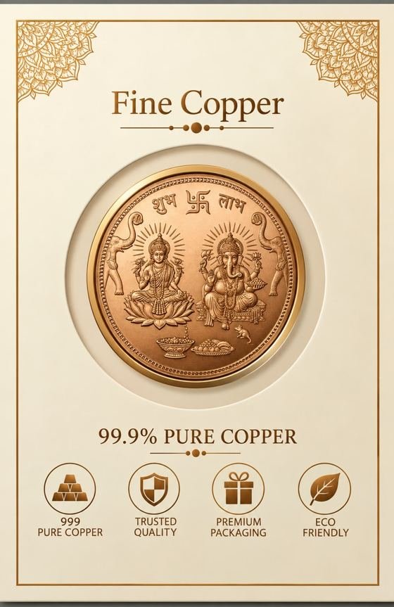 Lakshmi–Ganesh copper coin in gift card