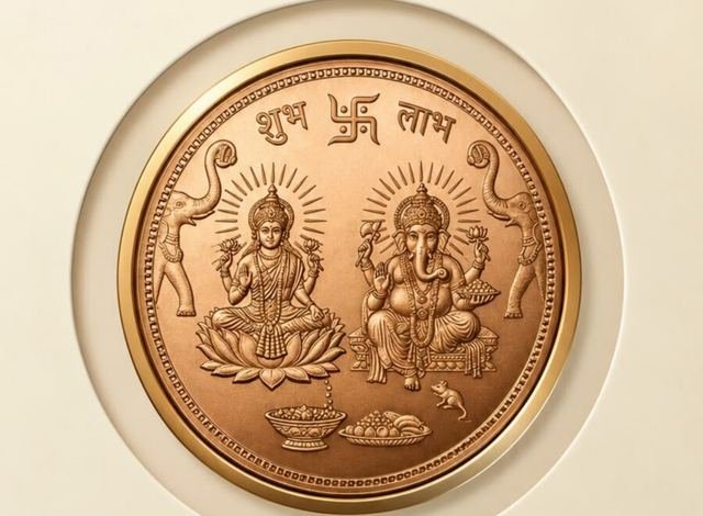 Lakshmi–Ganesh relief struck in pure copper